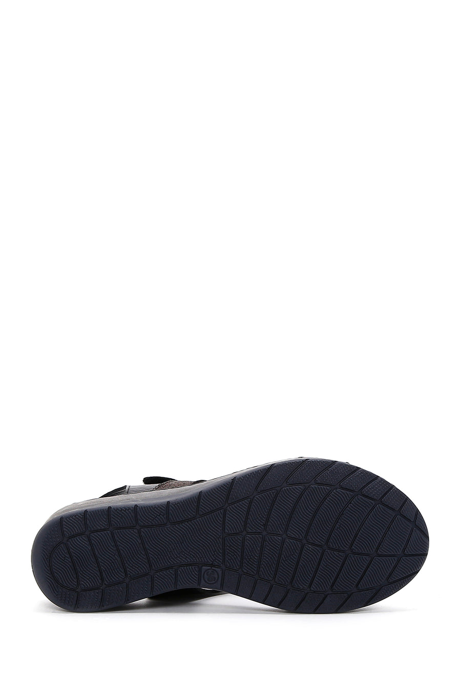 Women's Black Leather Wedge Heel Comfort Sandals