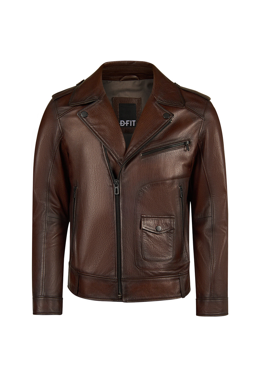 Carter Male Brown Double-breasted Collar Leather Jacket 26WGD6490BT | Derimod