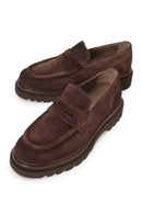 Male Brown Chunky-Soled Suede Loafers | Derimod