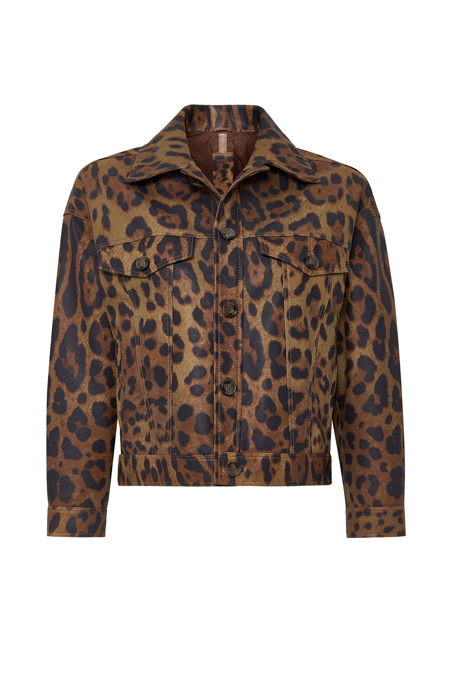 Valenza Women's Brown Leopard Patterned Leather Jacket