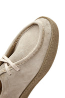 Women's Beige Suede Leather Masculine Shoes | Derimod