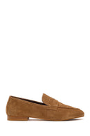 Women's Tan Suede Leather Masculine Loafer | Derimod