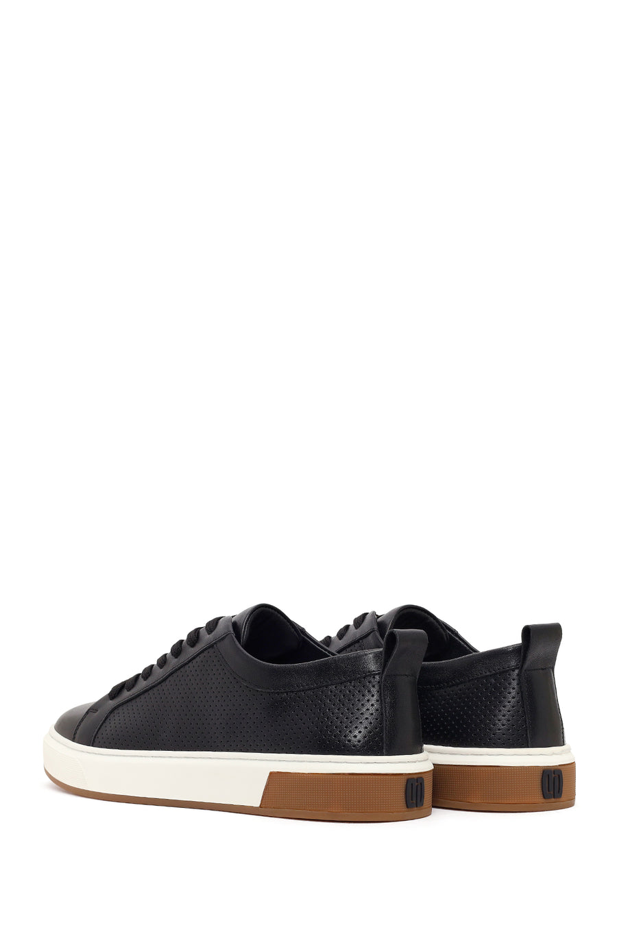 Erkek Siyah Bağcıklı Deri Sneaker