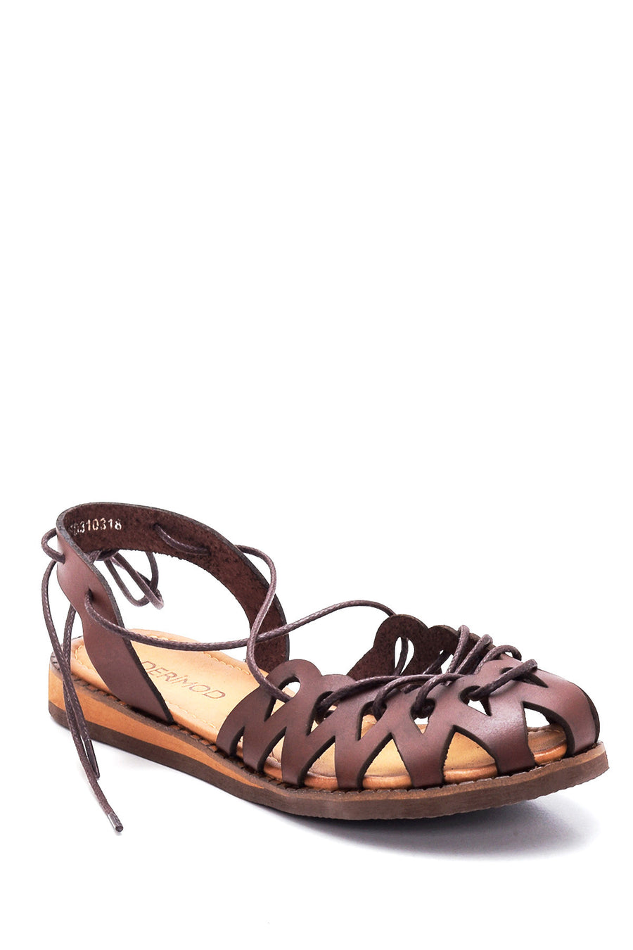 Women's Brown Leather Flat Bodrum Sandals