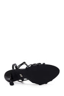 Woman Black Ankle-Buckle Thin High-Heel Patent Leather Sandal | Derimod