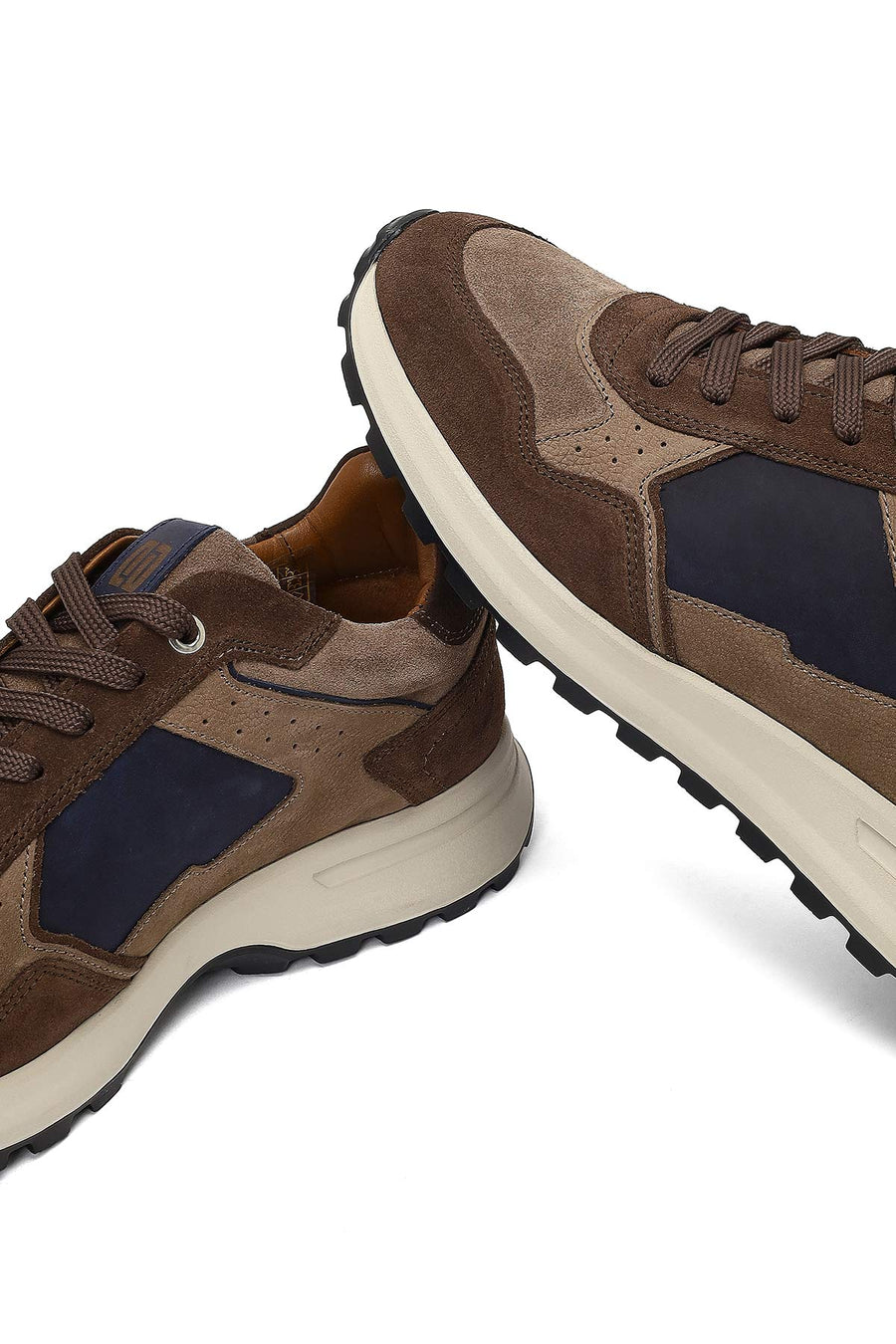 Erkek Kahverengi Bağcıklı Deri Sneaker