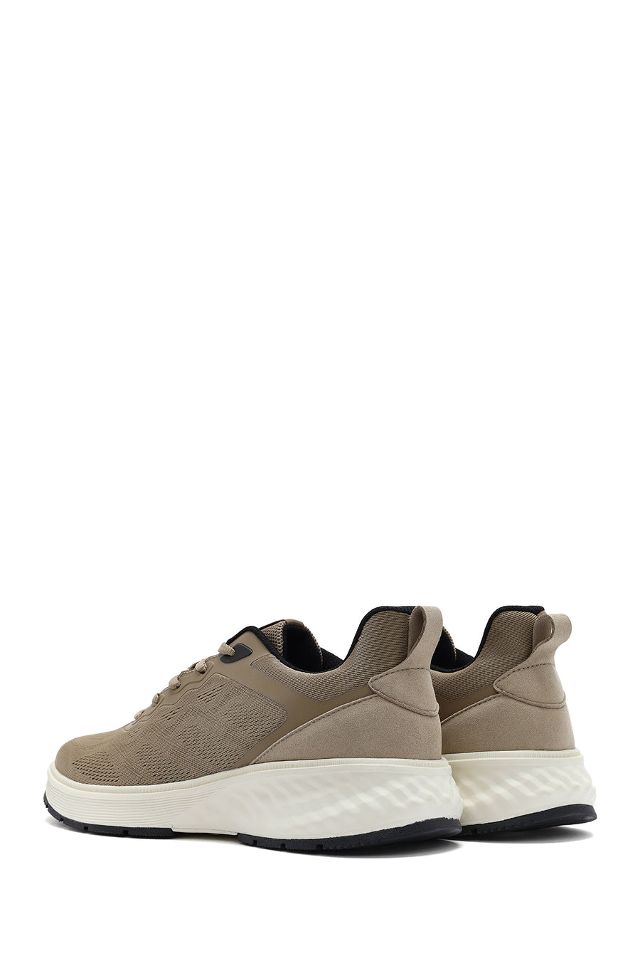 Erkek Bej Bağcıklı Kalın Tabanlı Sneaker