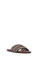 Woman Brown Braided Slipper | Derimod