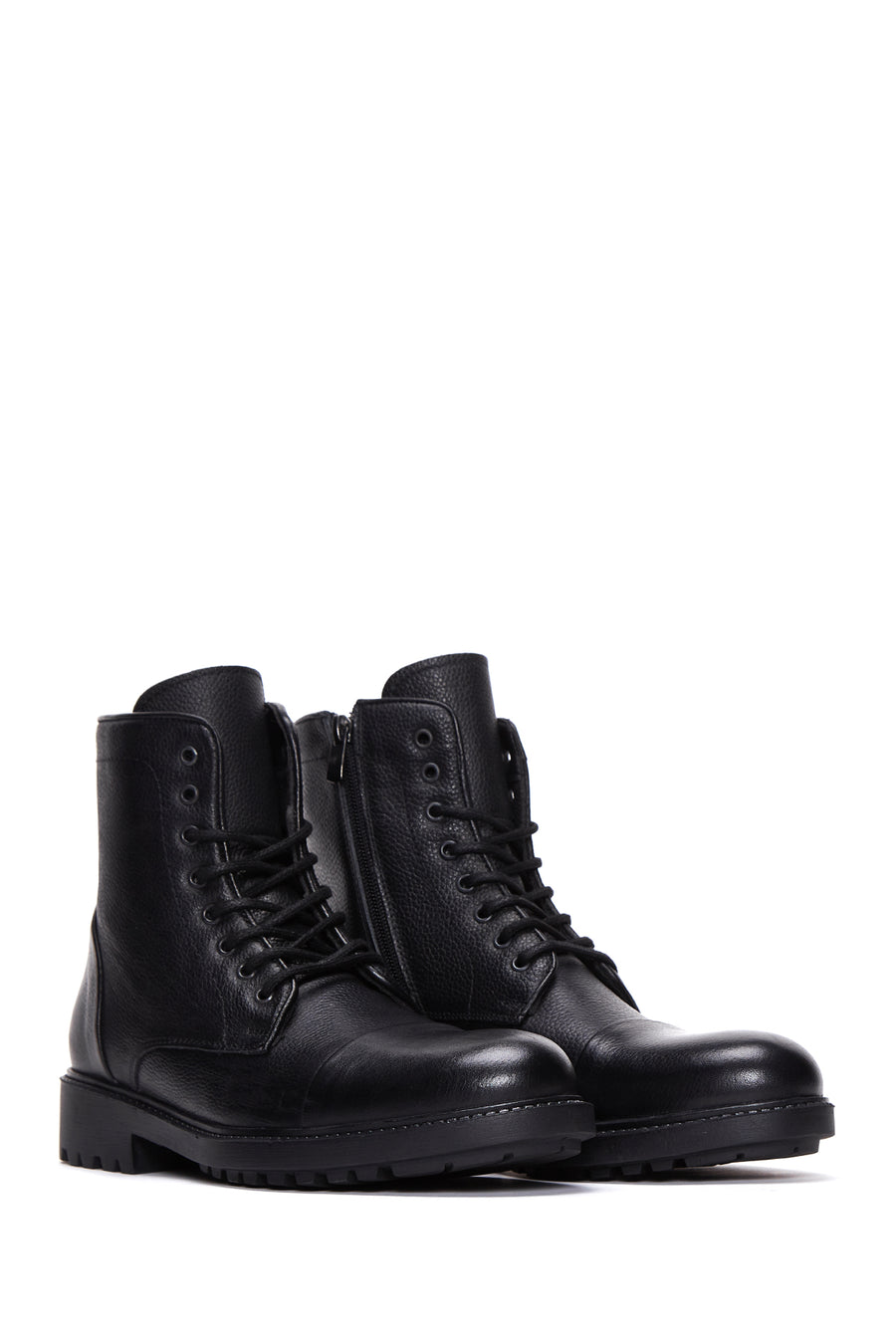 Men's Black Leather Boots Flat Boots