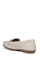 Geox Women Beige Annytah Moc Buckle Leather Loafer | Derimod