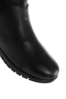 Woman Black Zippered Buckle Detail Leather Comfort Boots | Derimod