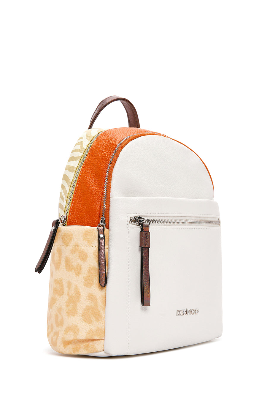Woman Beige Leopard Print Backpack