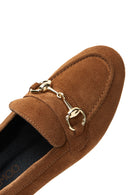 Women's Tan Suede Leather Loafer | Derimod