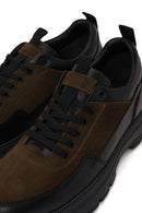 Male Khaki Lace-up Thick-soled Leather Casual Shoes | Derimod