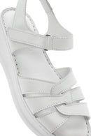 Women's White Ankle Strap Thick Soled Leather Comfort Sandals | Derimod