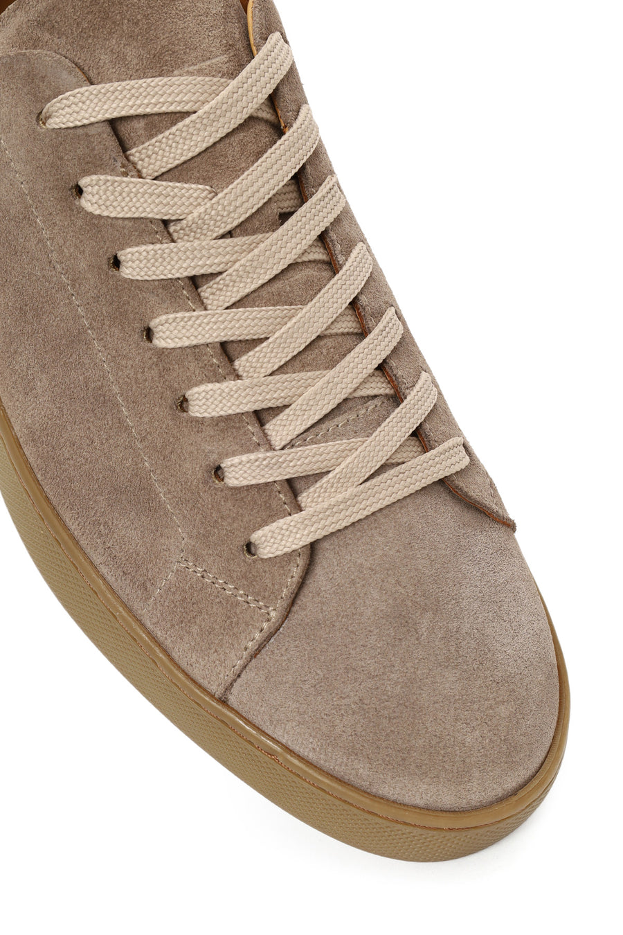 Erkek Bej Bağcıklı Süet Deri Sneaker