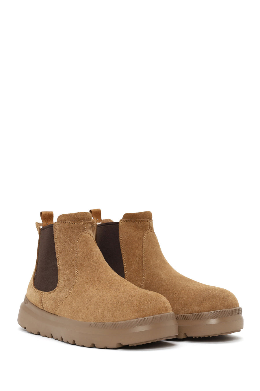 Male Camel Thick-Soled Suede Chelsea Boots
