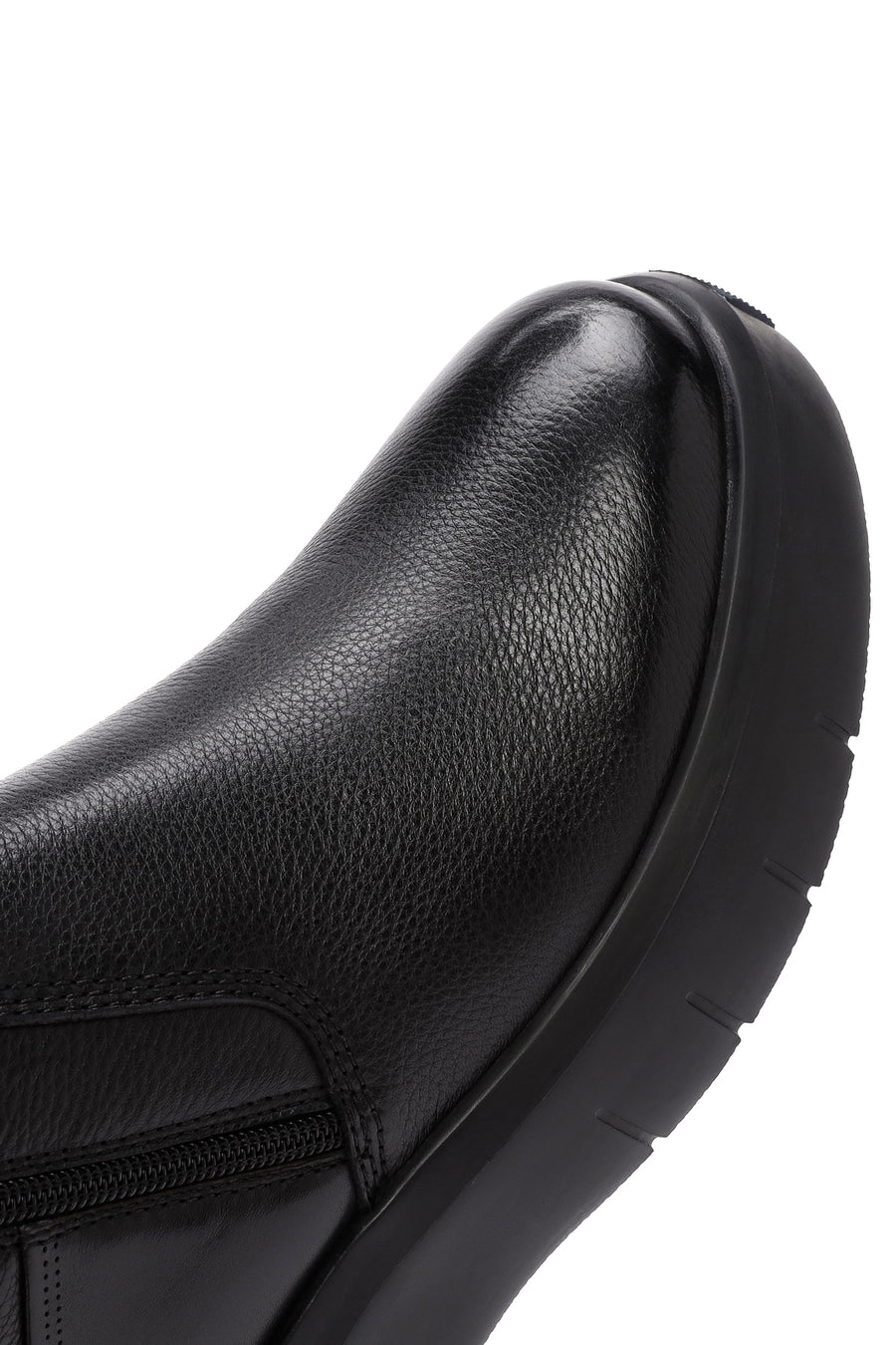 Men's Black Double Zipper Leather Casual Boots