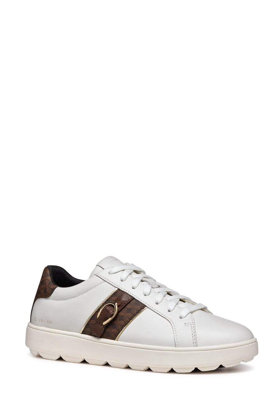 Geox Women's White Spherica Ecub-1 Lace-Up Leather Sneaker