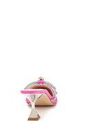Women's Pink Leather Stone Heeled Slippers | Derimod