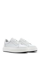 Erkek Beyaz Bağcıklı Kalın Tabanlı Deri Sneaker | Derimod