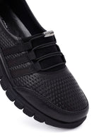 Woman Black Leather Comfort Loafer | Derimod