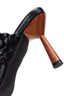 Women's Black Braided Heeled Slippers | Derimod