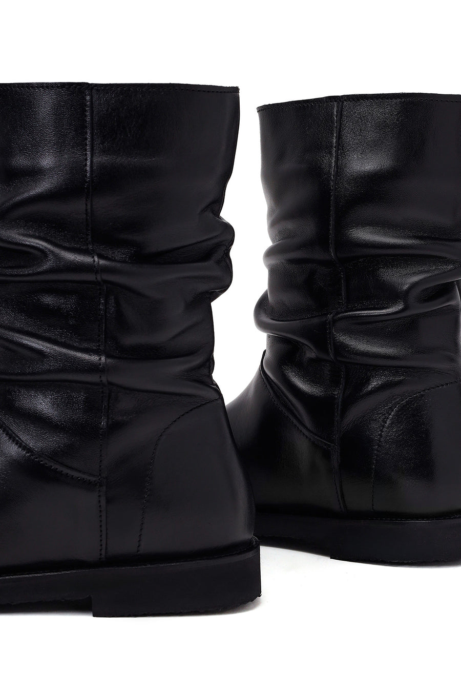 Woman Black Leather Casual Boots