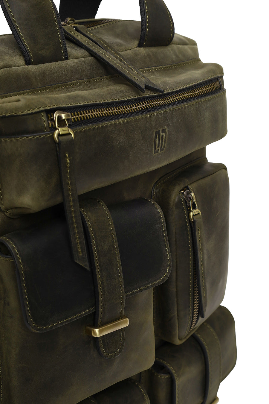 Male Green Leather Backpack