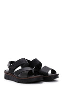 Women's Black Ankle Strap Leather Comfort Sandals | Derimod