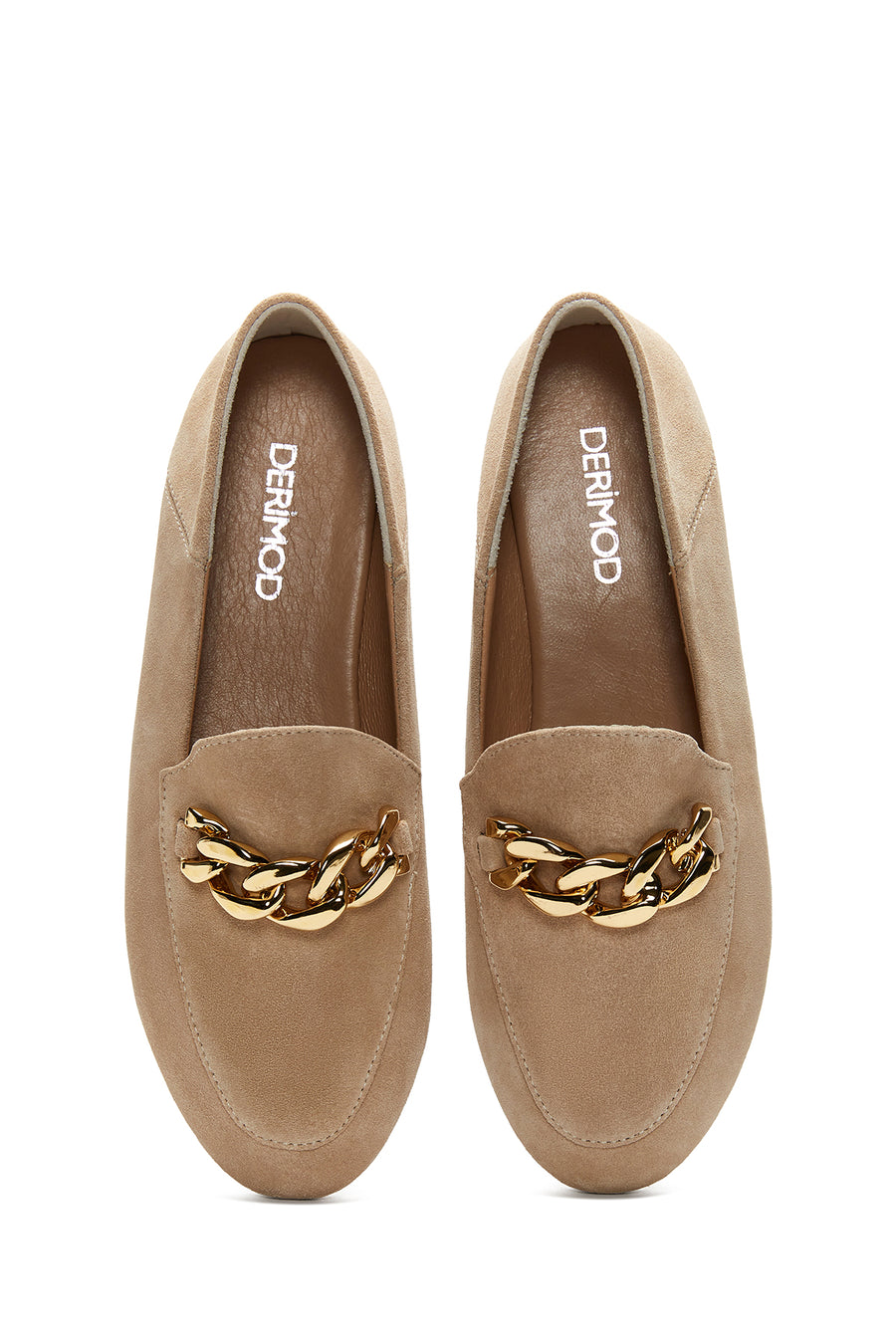Women's Leather Suede Chain Loafer