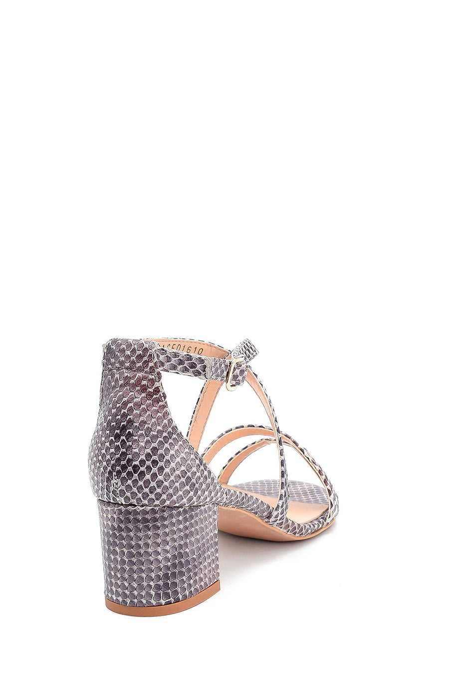 Women's Leather Snakeskin Detailed Heeled Sandals