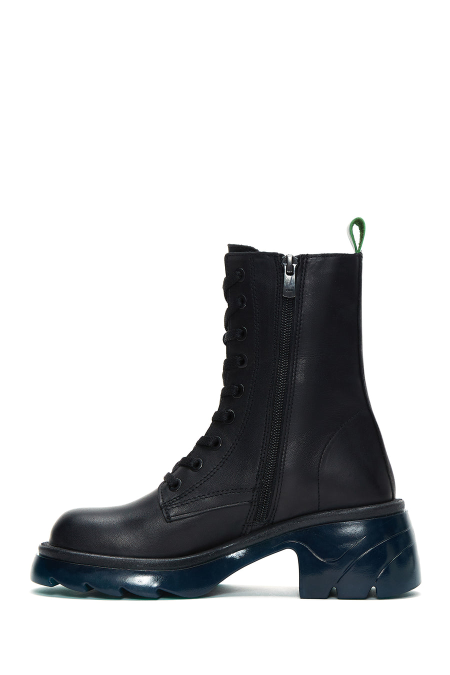 Women's Black Leather Heeled Boots