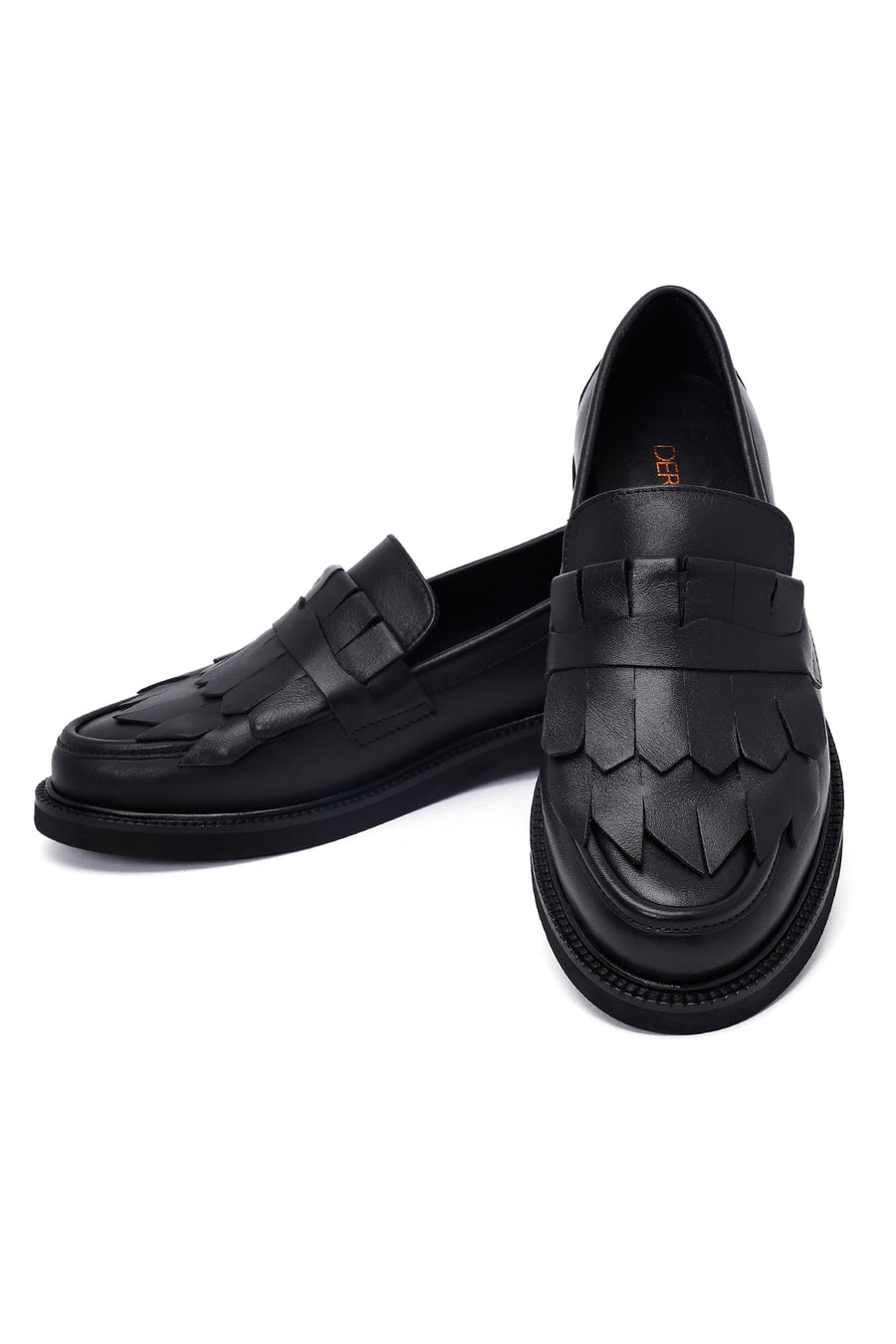 Woman Black Tassel Leather Masculine Loafer