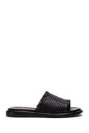 Women's Leather Comfort Braided Slippers | Derimod
