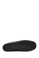 Women's Black Braided Leather Ballerinas | Derimod