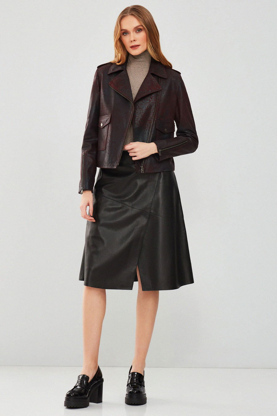 Mia Women's Black Leather Skirt