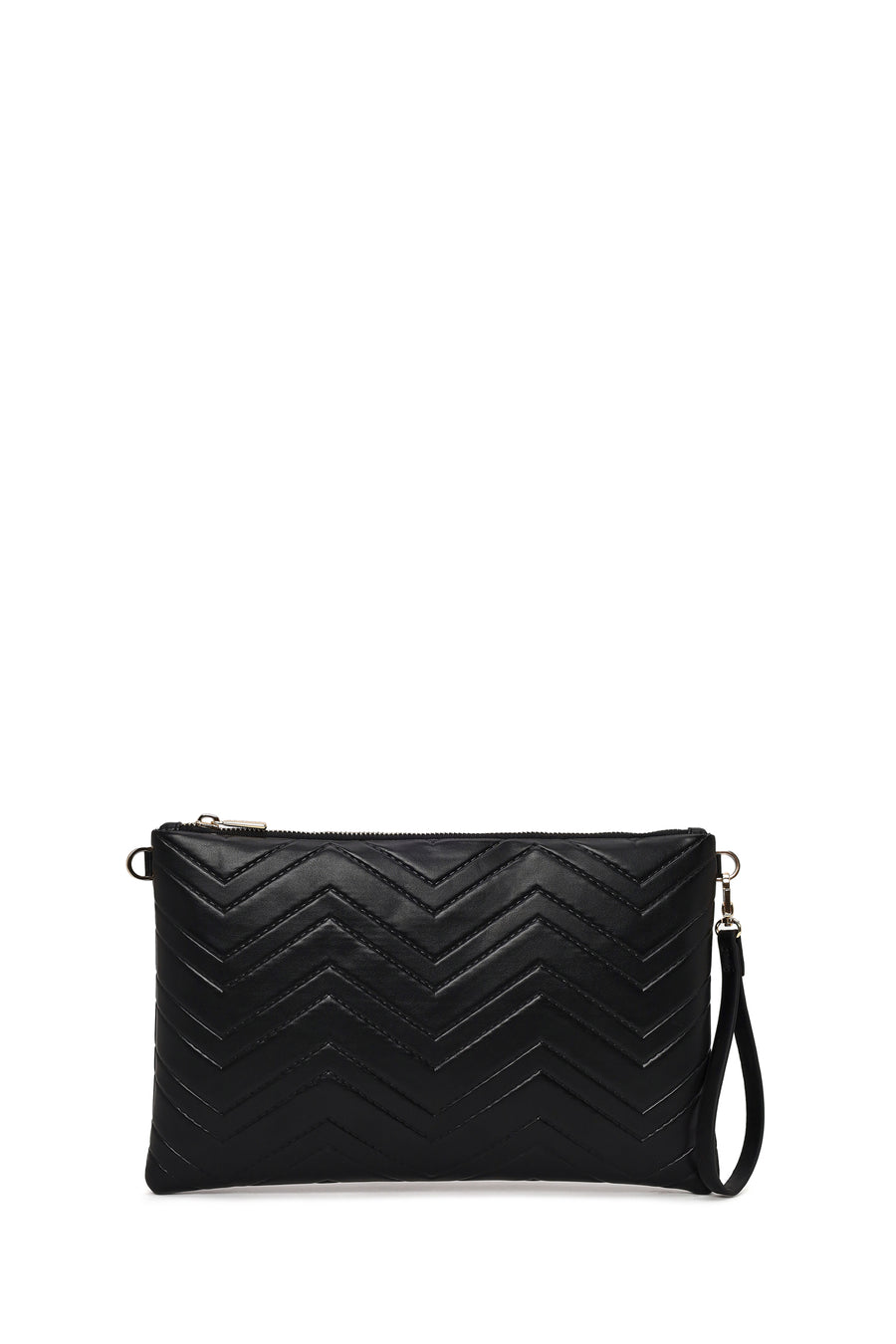 Woman Black Long Chain Strap Quilted Clutch Bag