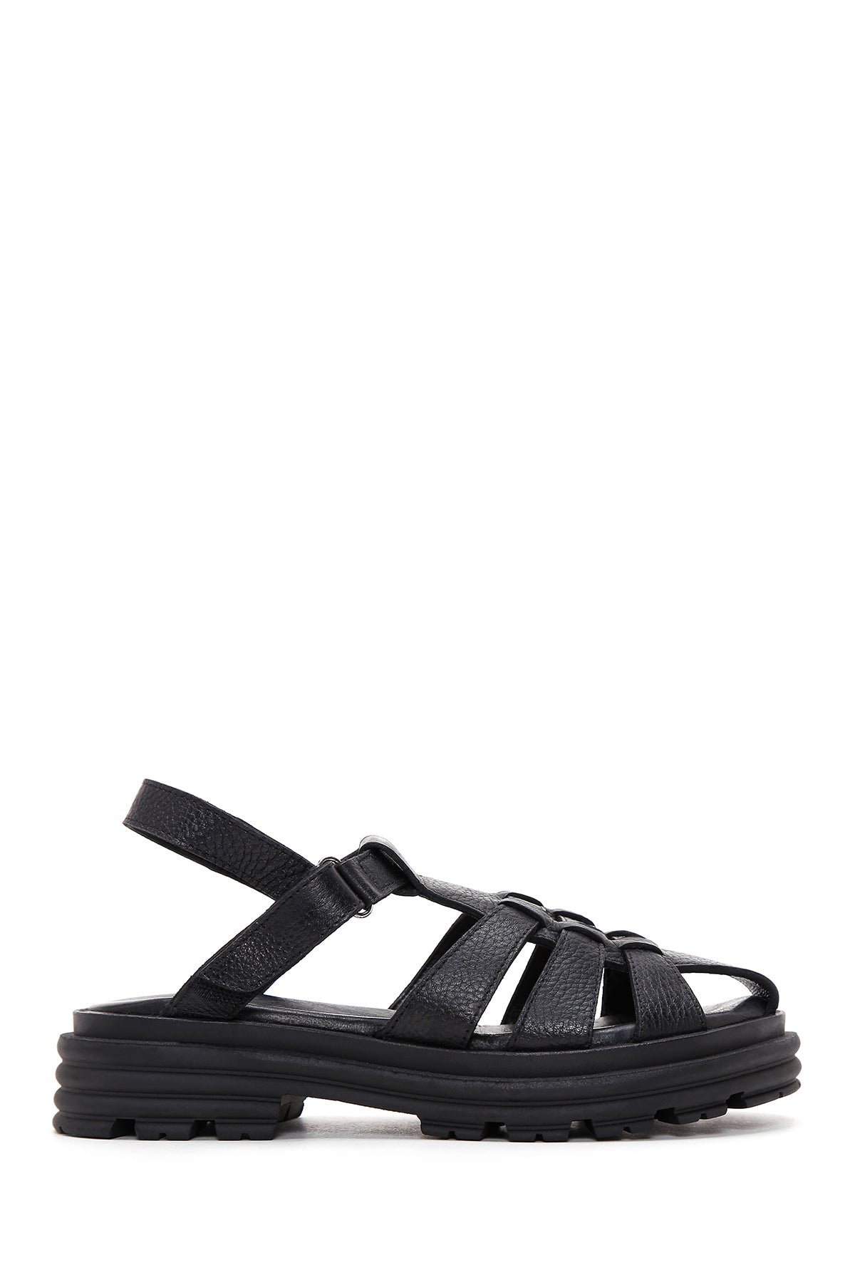 Women's Black Leather Thick Soled Sandals 23SFD2003FT | Derimod