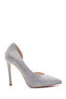 Women's Silvery Heeled Leather Shoes | Derimod
