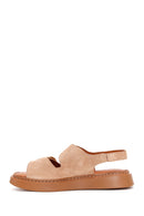 Women's Powder Leather Buckle Comfort Sandals | Derimod
