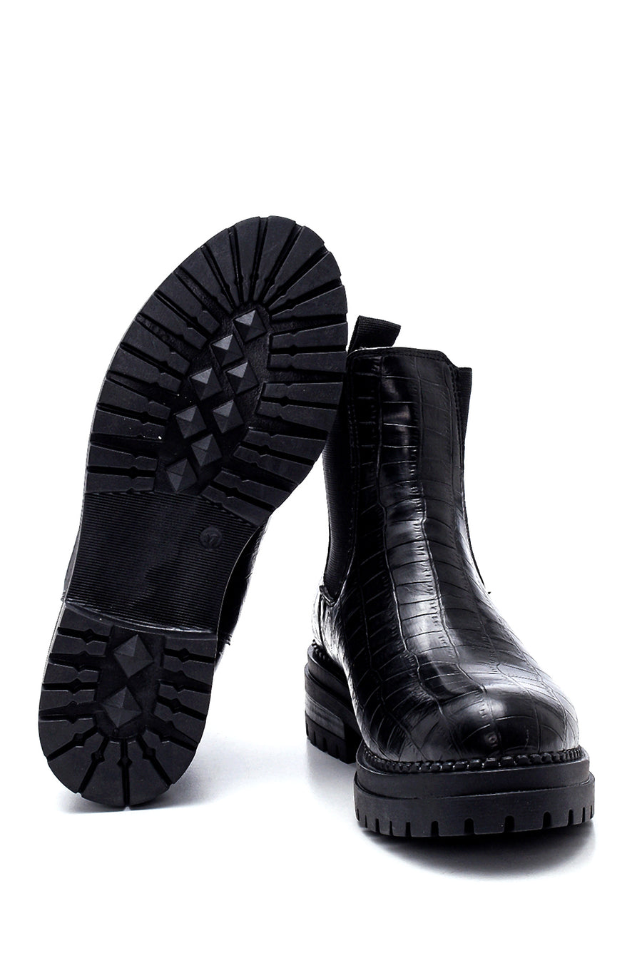 Women's Crocodile Patterned Chelsea Boots