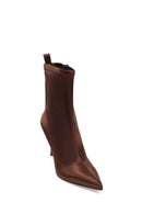 Woman Brown Zip Closure Thin-heeled Stretch Boots | Derimod