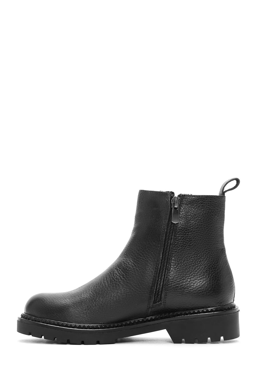 Women's Black Zippered Leather Chelsea Boots
