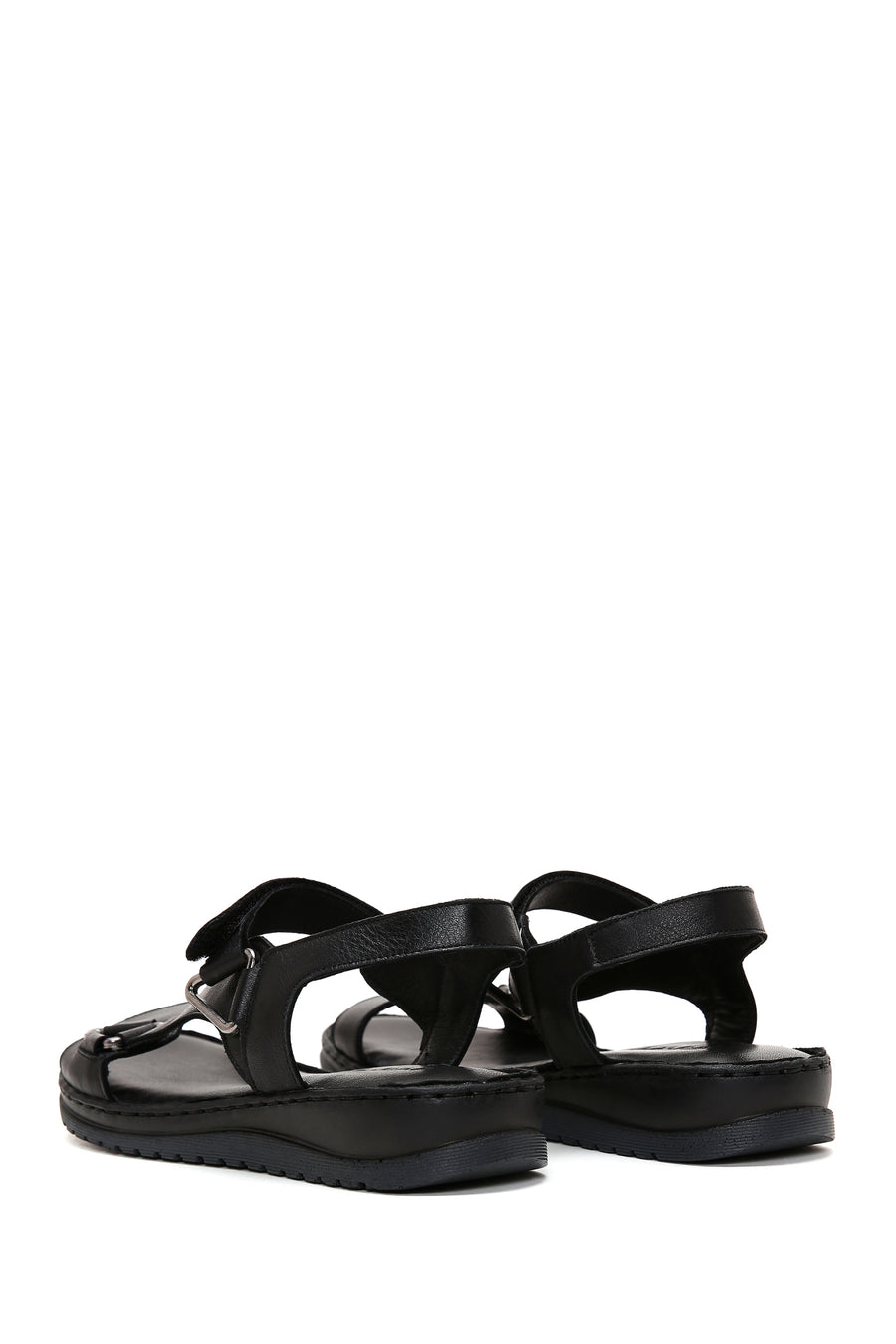 Women's Black Leather Comfort Sandals