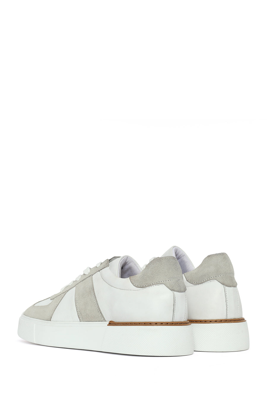 Erkek Beyaz Bağcıklı Deri Sneaker