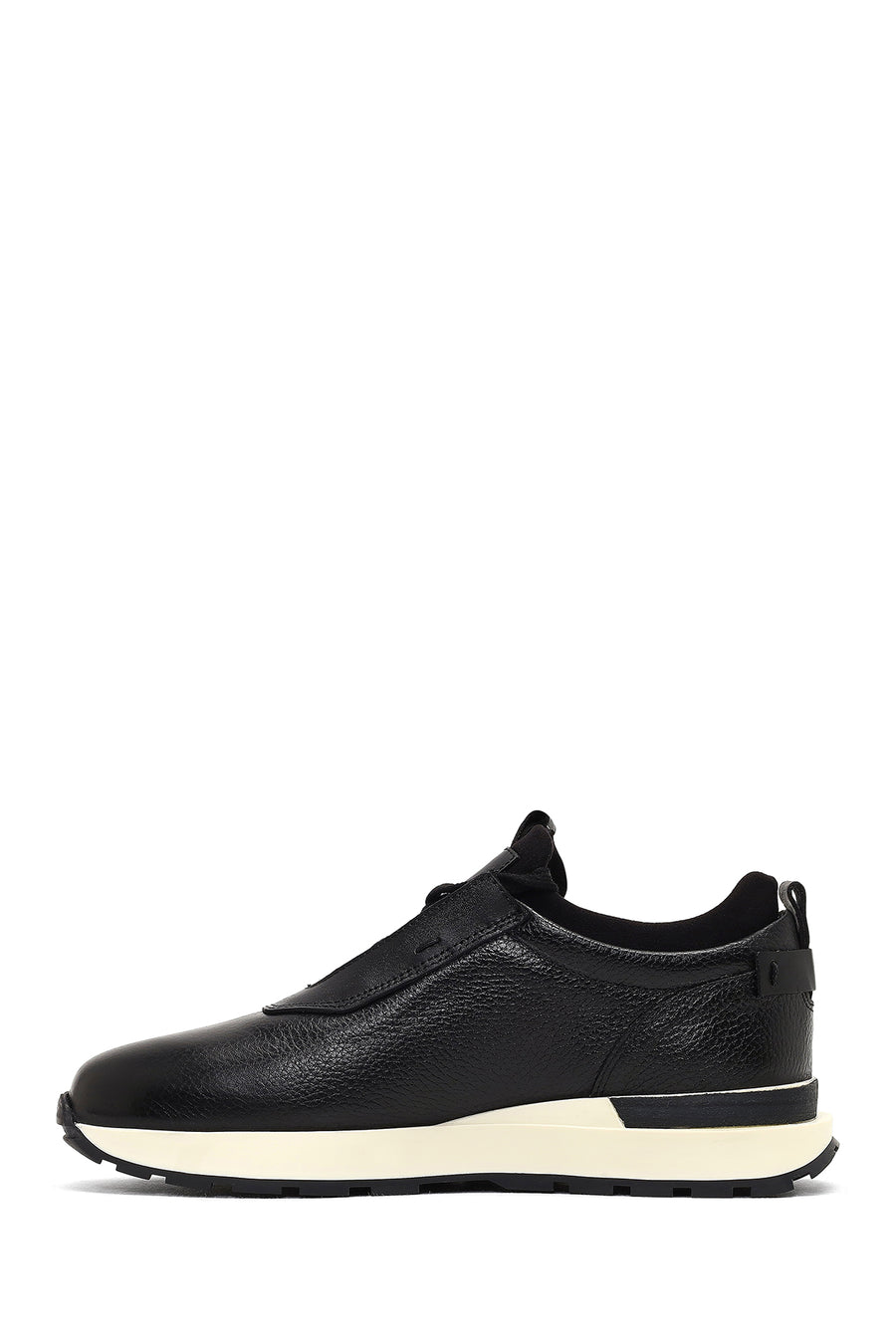 Erkek Siyah Kalın Tabanlı Deri Casual Sneaker