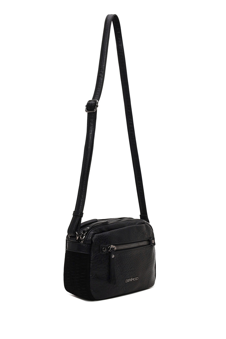 Woman Black Long-Strap Crossbody Bag