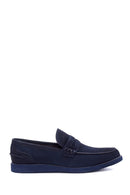 Men's Navy Blue Suede Leather Loafer | Derimod
