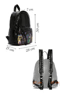 Women's Black Printed Backpack | Derimod